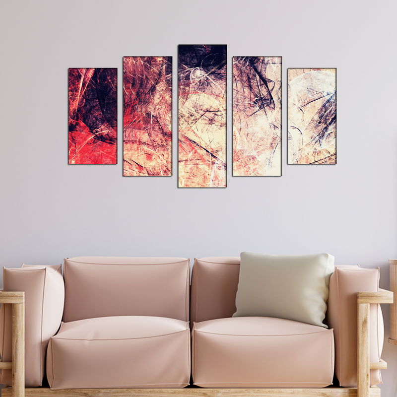 Minimalist Abstract Art Canvas Wall Painting- With 5 Frames