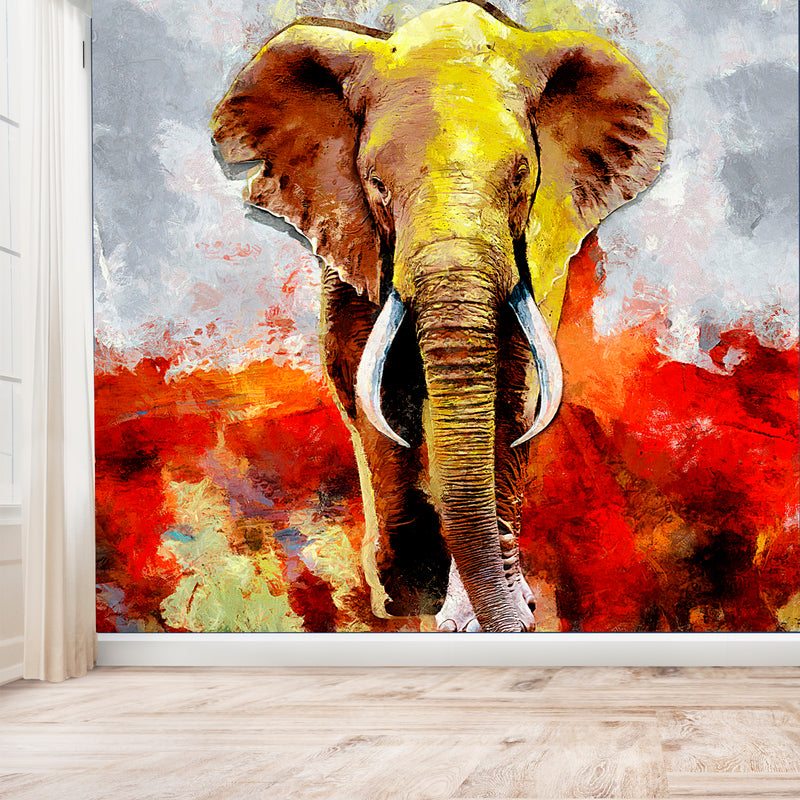 Elephant Painting Digitally Printed Wallpaper