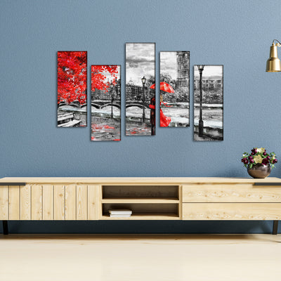 Couple Art Canvas Wall Painting- With 5 Frames