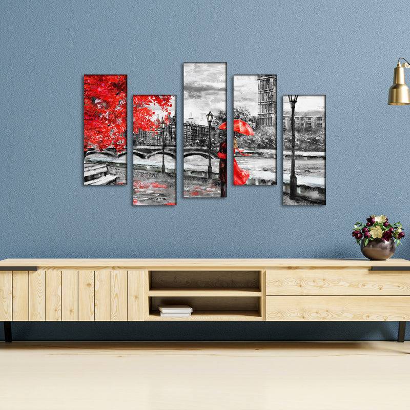 Couple Art Canvas Wall Painting- With 5 Frames