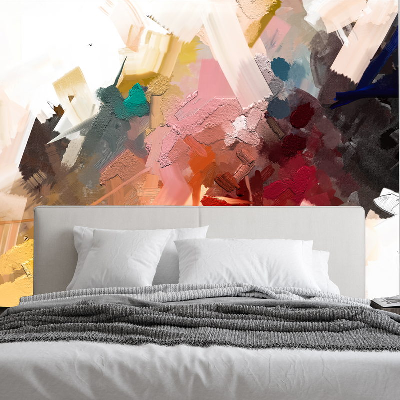 Multi Color Patch Abstract Digitally Printed Wallpaper