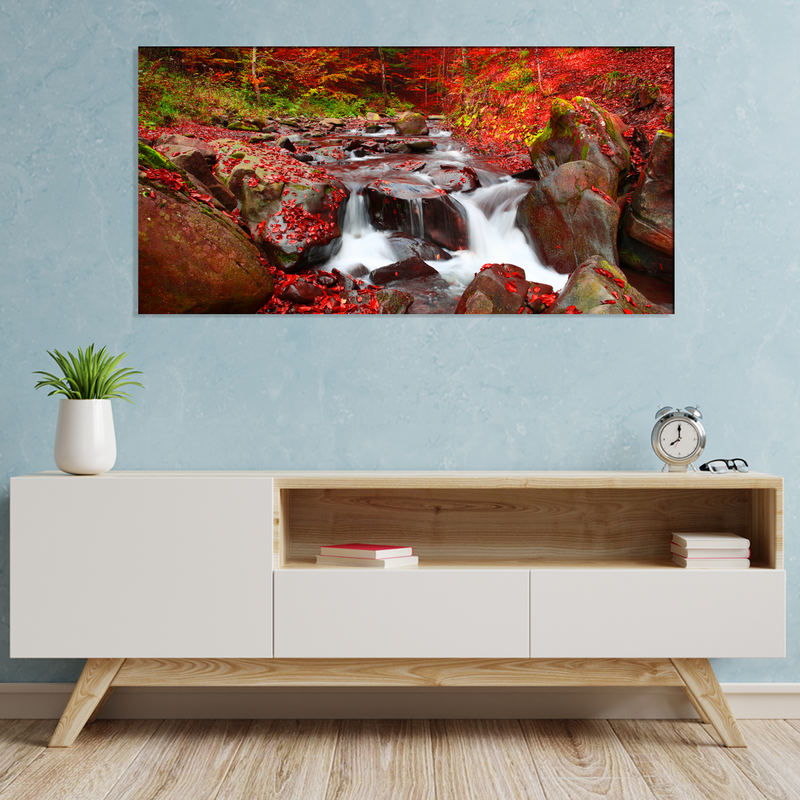 Autumn Waterfall Scenery Canvas Wall Painting