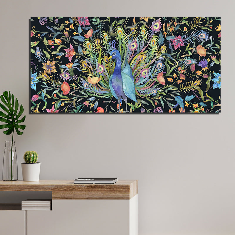 Abstract Print Peacock Canvas Wall Painting
