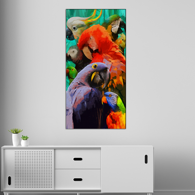 Colorful Artistic Parrots Canvas Wall Painting