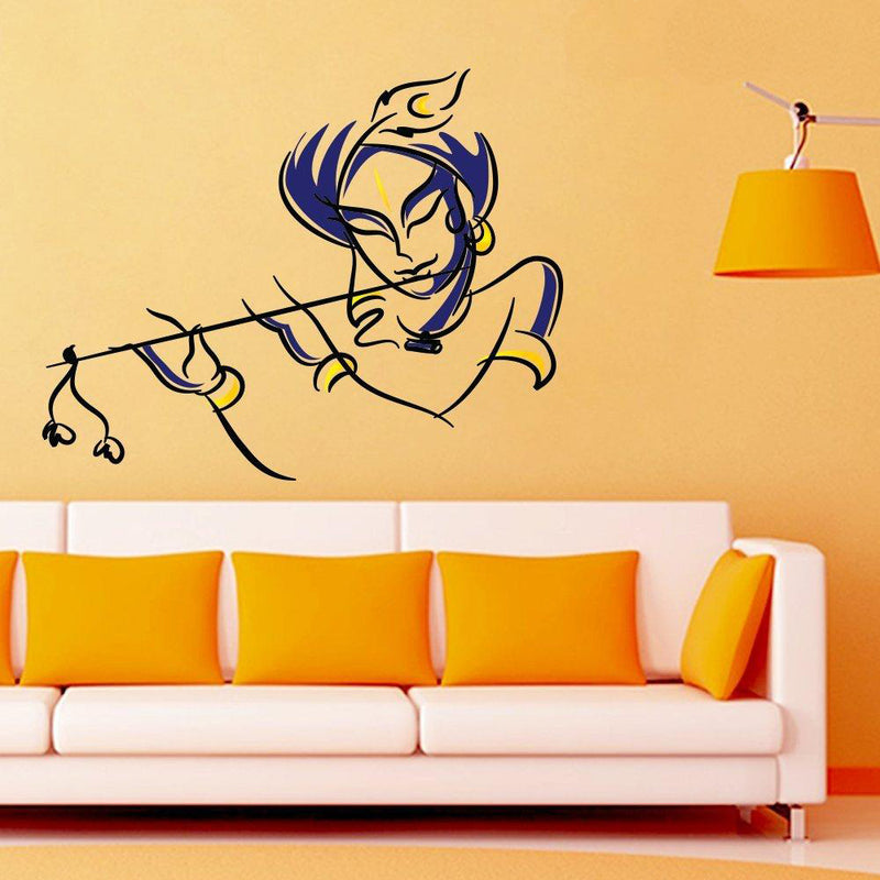 Colourful Krishna Wall Sticker for Living Room/Self Adhesive Vinyl Wall Decal(76 x 60 cm)