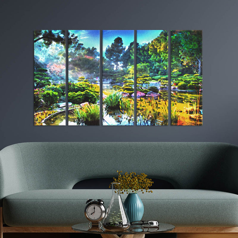 Mountain Canvas Wall Painting - With 5 Panel