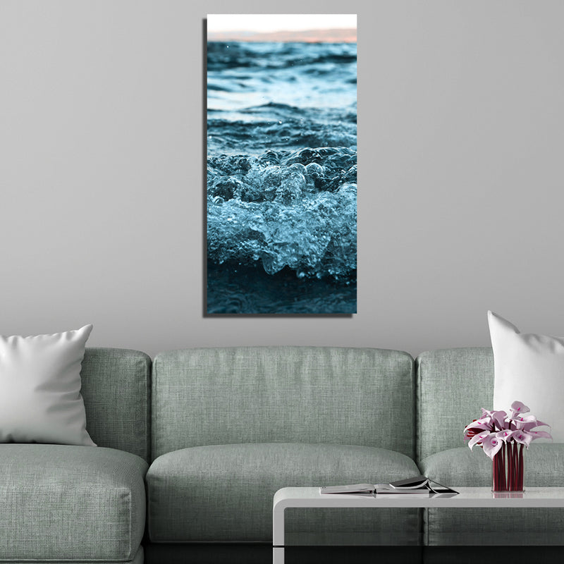 Blue Waves Closeup View Canvas Wall Painting