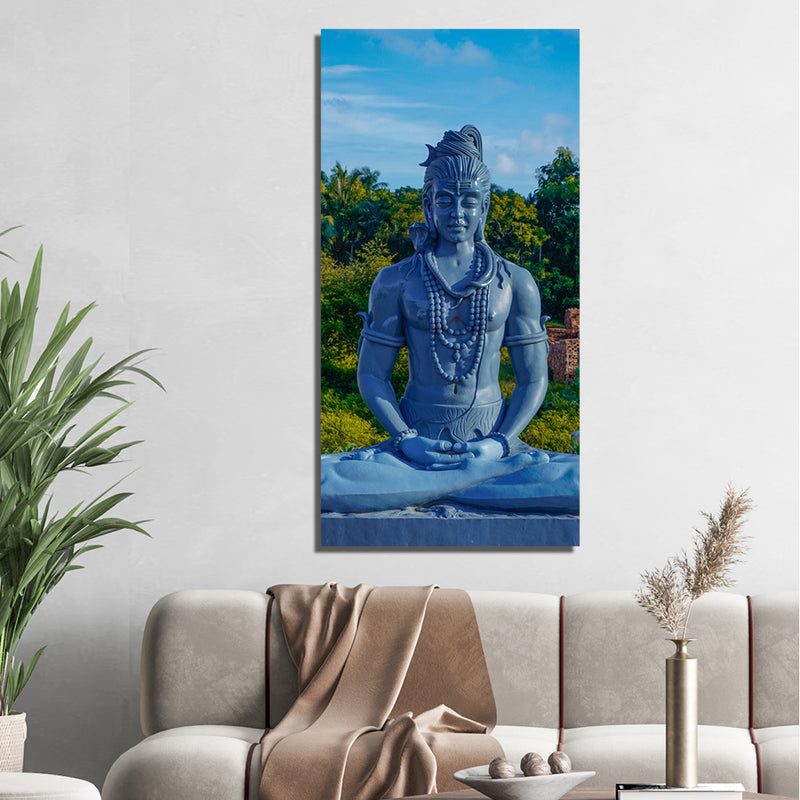 Lord Shiva Statue Print On Canvas Wall Painting