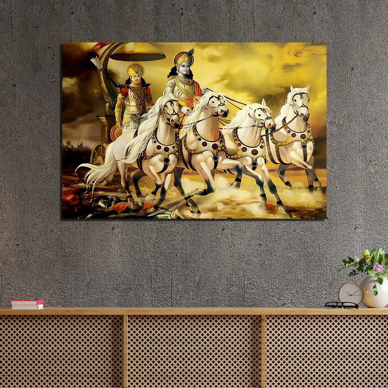 Mahabharata Shri Krishna And Arjuna Canvas Wall Painting