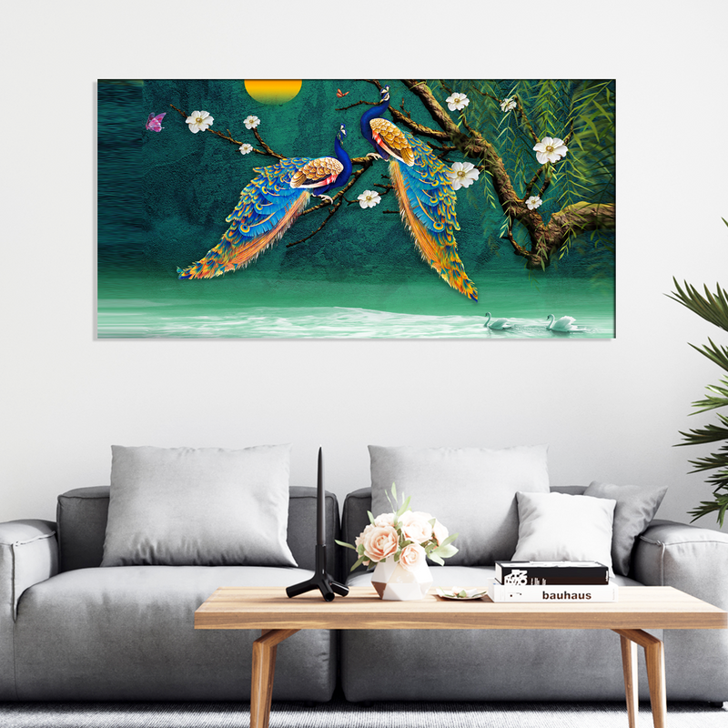 Beautiful Pair of Peacock Canvas Wall Painting