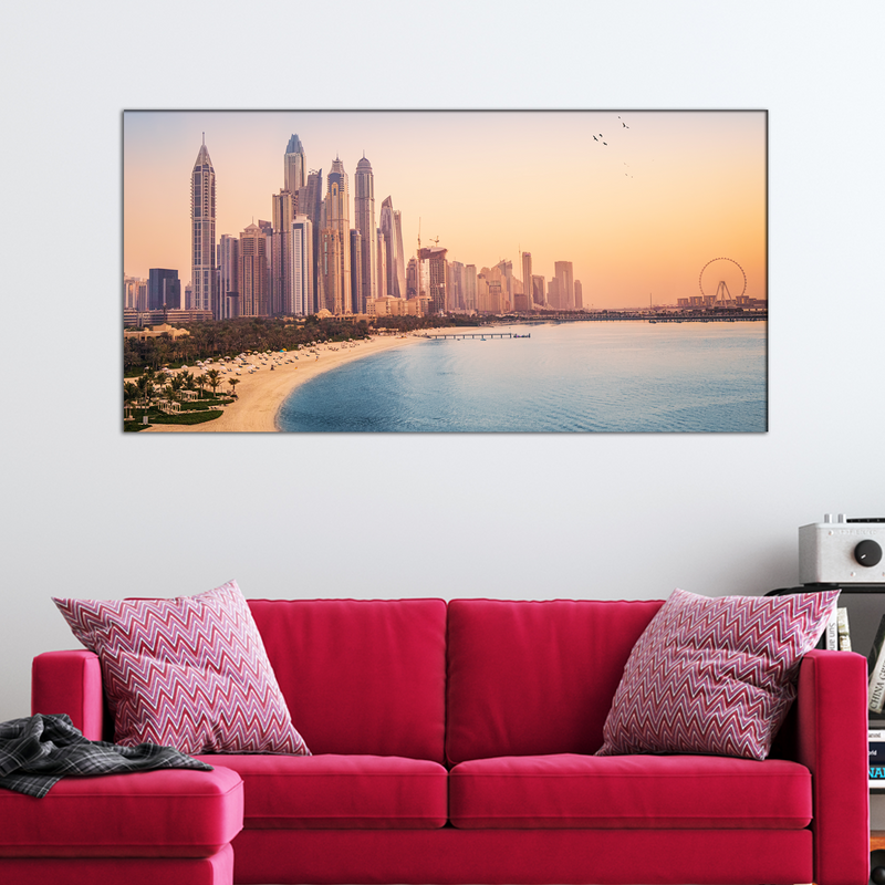 Dubai Buildings Panoramic View Canvas Wall Painting