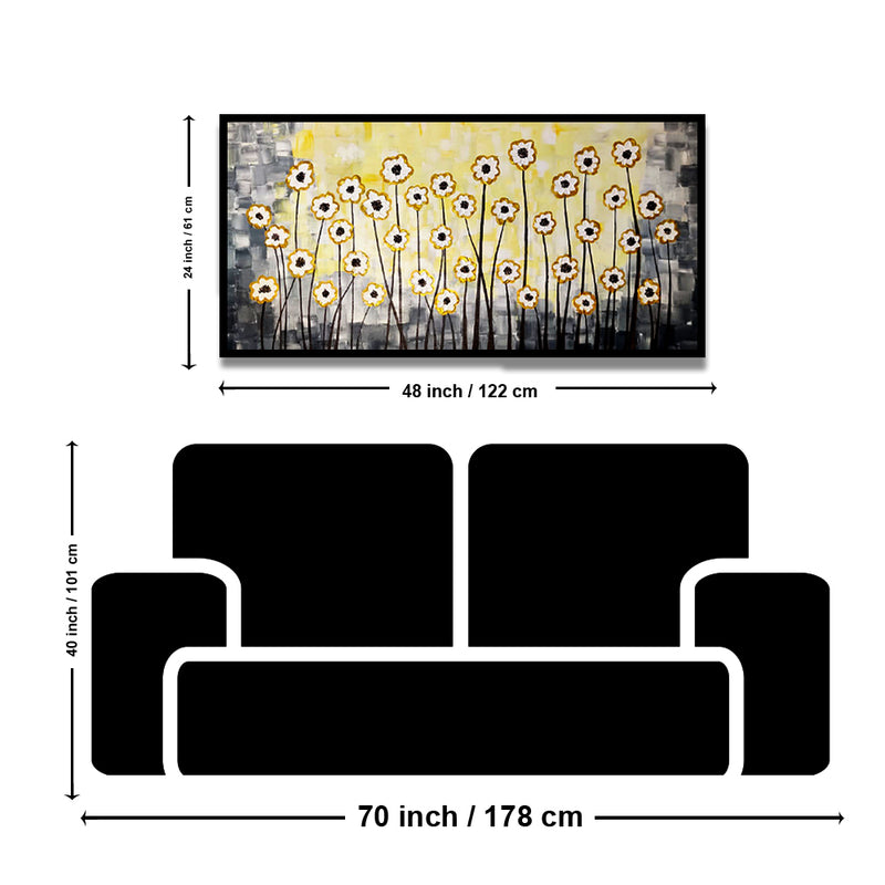 Handmade Daisy Abstract 3D Flower Canvas Wall Painting (Acrylic Color)