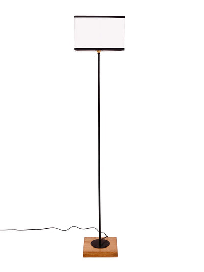 Multicolor Square Cotton Shade Stick Floor Lamp with Wood Square Base