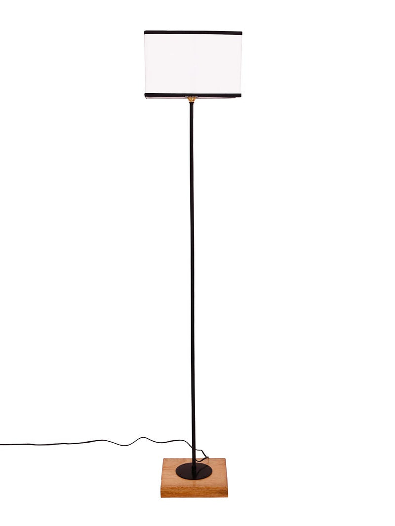 Multicolor Square Cotton Shade Stick Floor Lamp with Wood Square Base