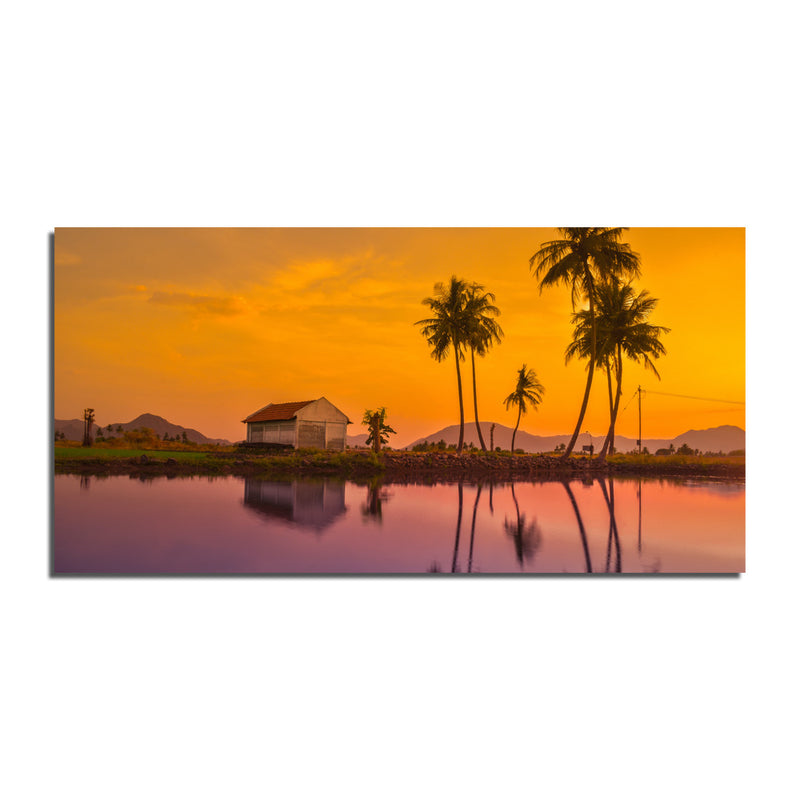 Beautiful Tree Reflection In Water Print On Canvas Wall Painting