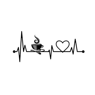 Heartbeat with Coffee High Quality Wall Sticker