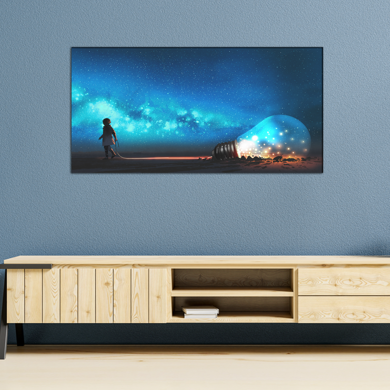 Boy Pulled The Big Bulb Canvas Wall Painting