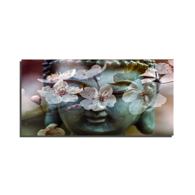 Buddha Face With White Flower Canvas Wall Painting