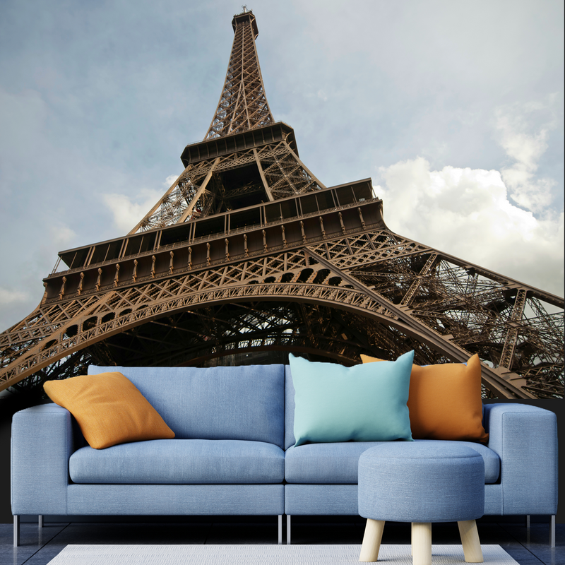 Closeup Shoot Of Eiffel Tower Digitally Printed Wallpaper