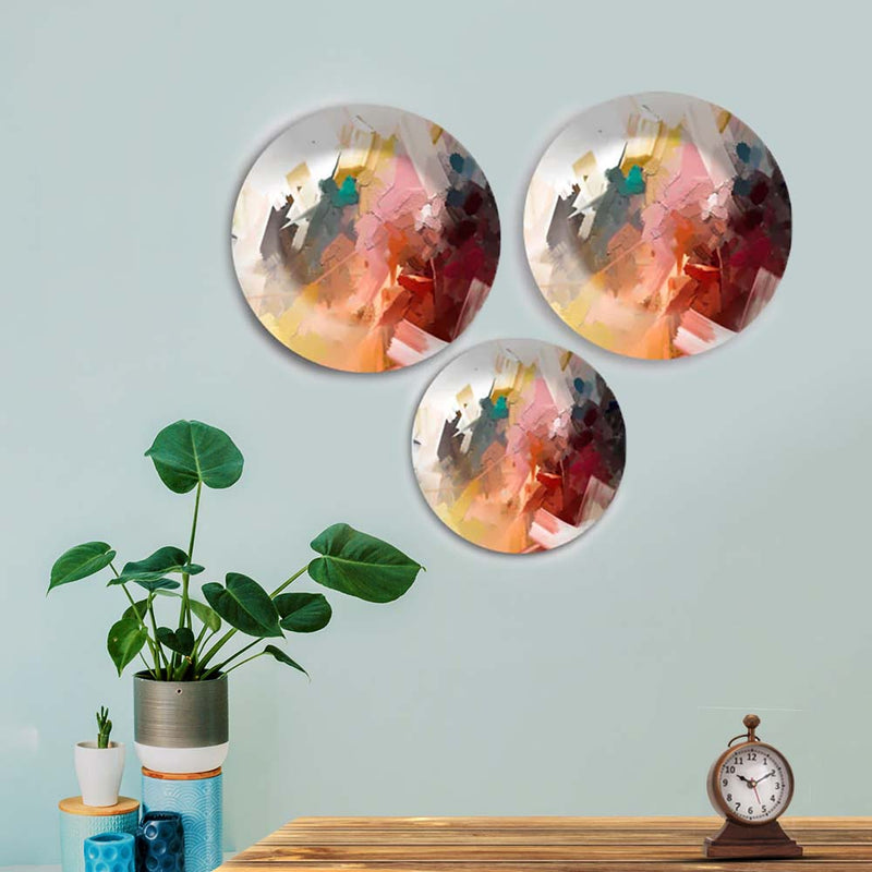 Abstract mural Wall Plates Painting Set of Three