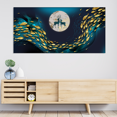 Beautiful Fish, Deer, Moon Canvas Print Wall Painting