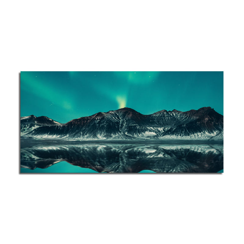 Green Sky And  Mountain Reflection Print On Canvas