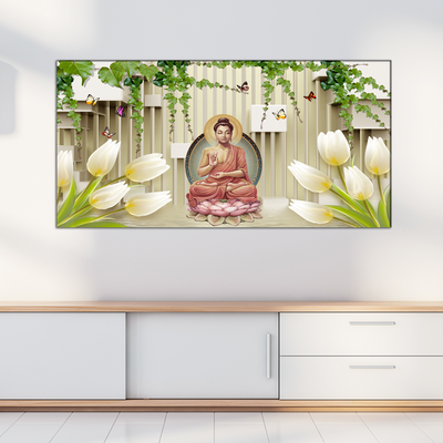 Buddha sitting on lotus Canvas Wall Painting