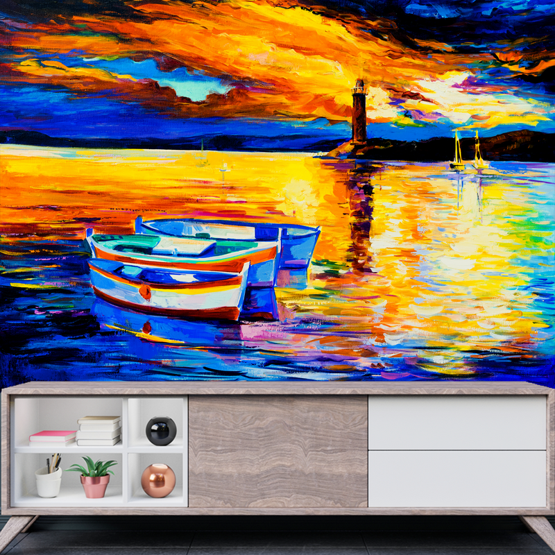 Beautiful Sunset View Digitally Printed Wallpaper