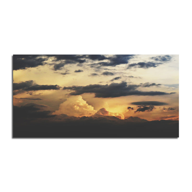 Dark Sunrise And Black & White Clouds Canvas Wall Painting