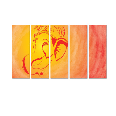 Lord Ganesh Canvas Wall Painting - With 5 Panel