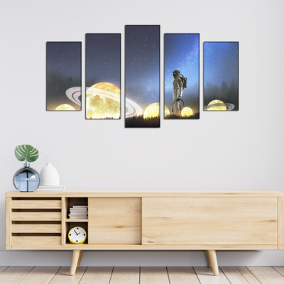 Astronaut and Space Canvas Wall Painting- With 5 Frames