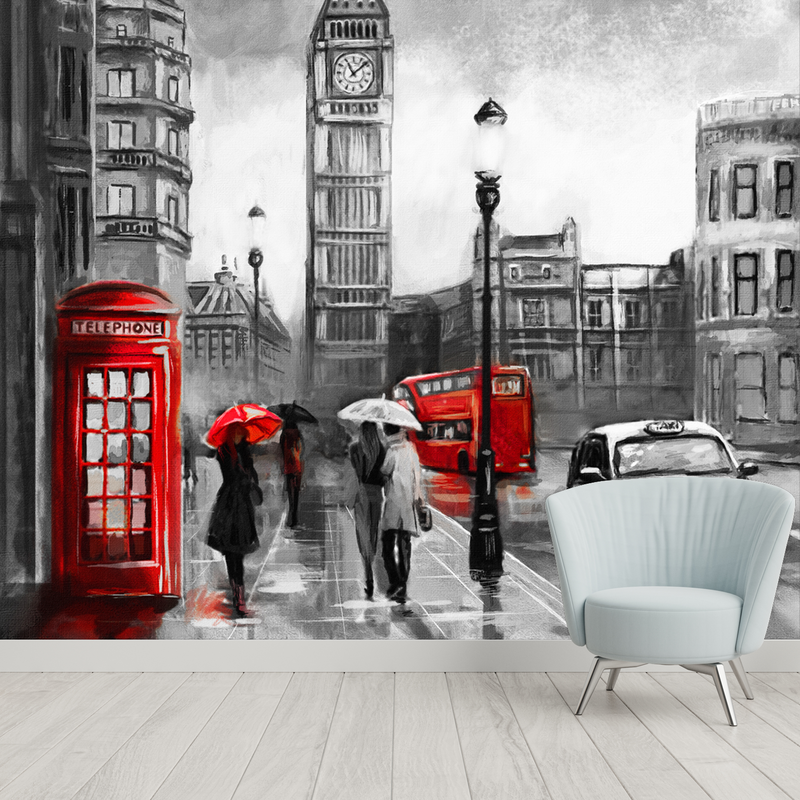Grey-Scale Illustration Digitally Printed Wallpaper