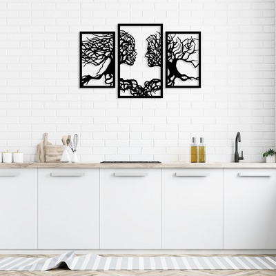 Beautiful Human Face Black color Tree Design Wooden Wall Hanging