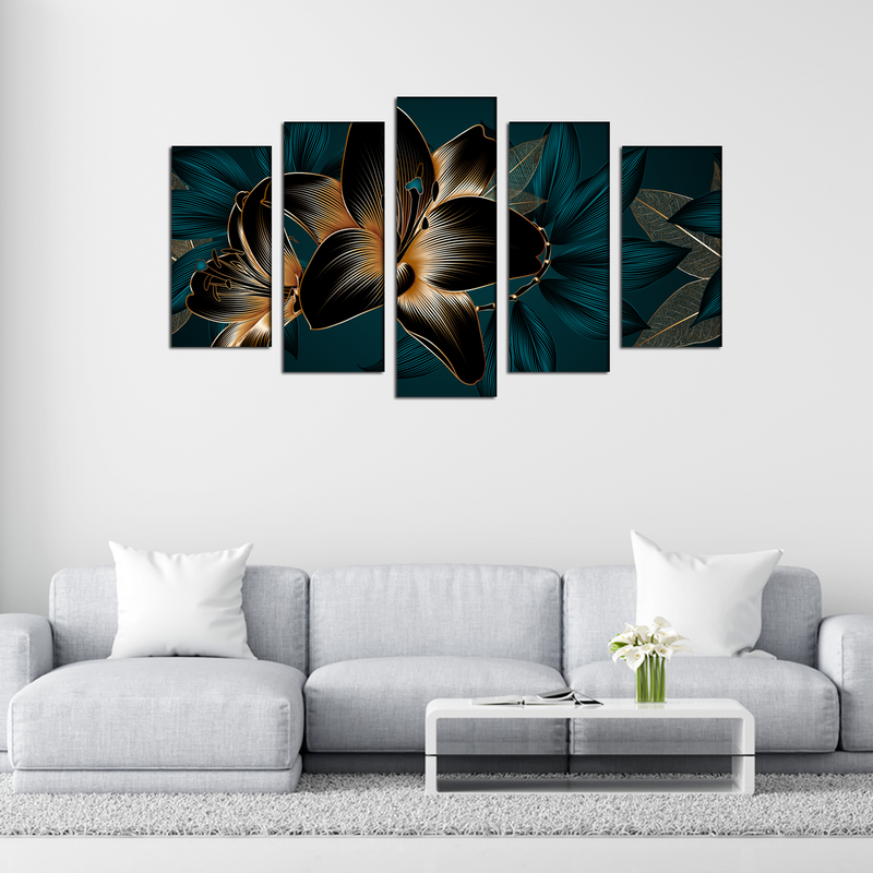 Lillie Line Art Canvas Wall Painting- With 5 Frames