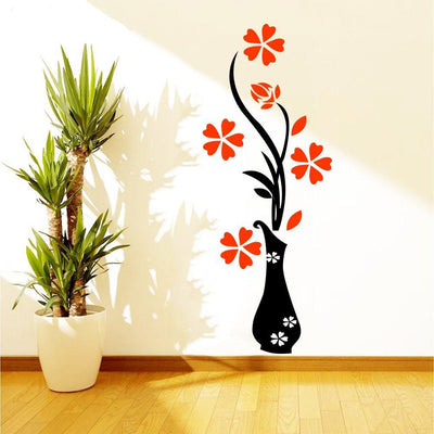 Multicolour Flower Pot Wall Sticker And Wall Decal