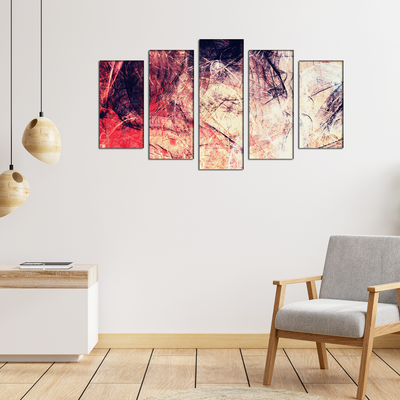 Minimalist Abstract Art Canvas Wall Painting- With 5 Frames