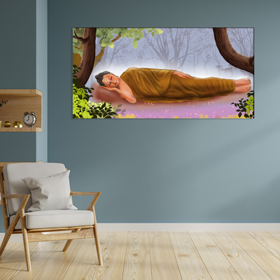 Gautama Buddha While Sleeping Illustration Canvas Wall Painting