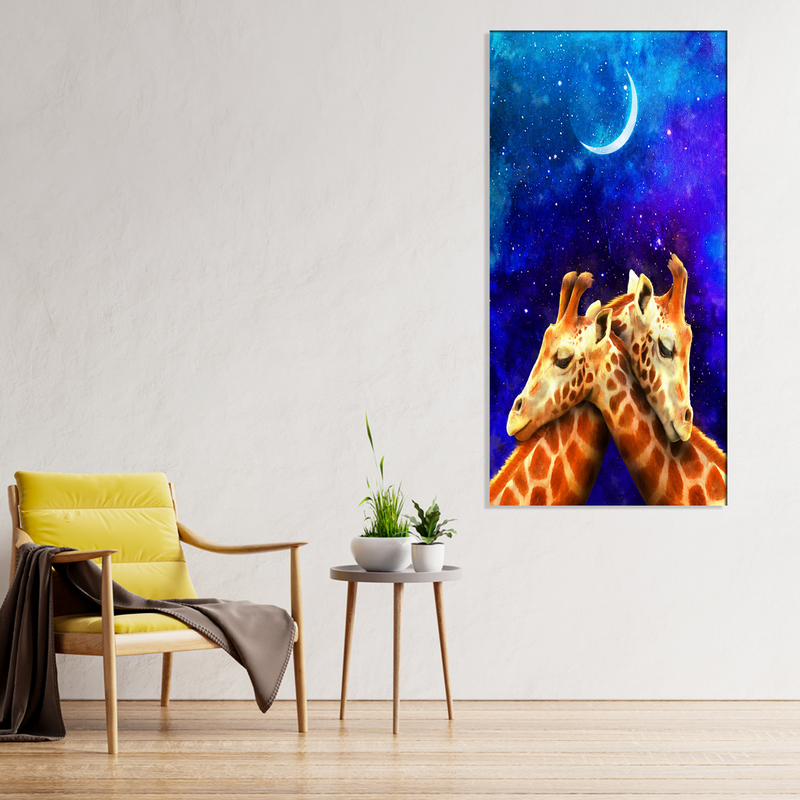 Couple Of Giraffe Canvas Wall Painting