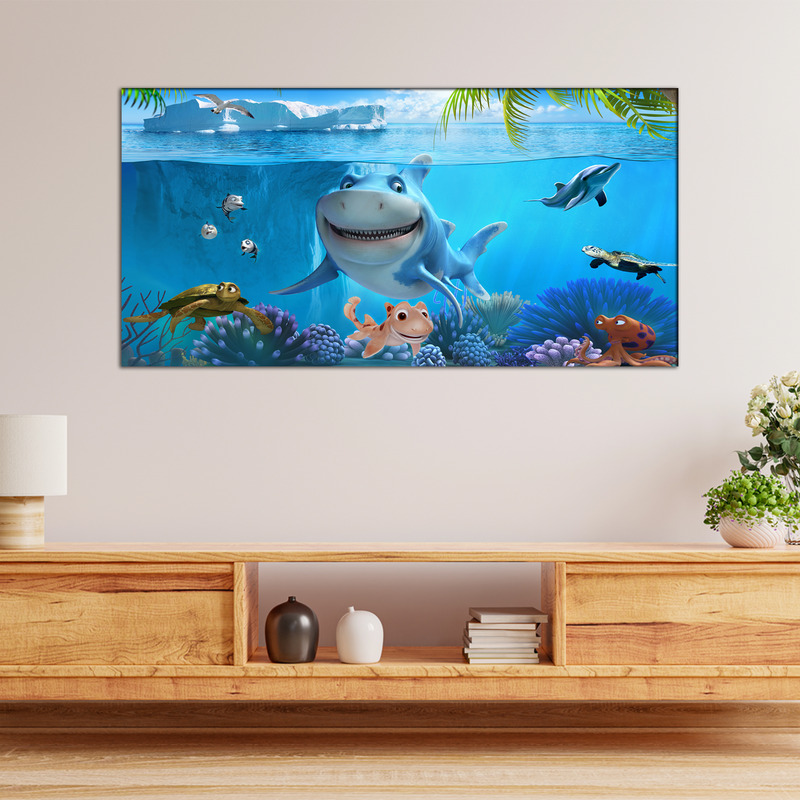 Baby Shark Under Sea Canvas Wall Painting