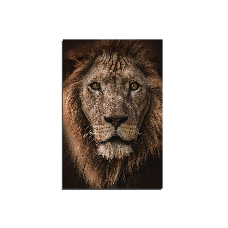 Lion Face Print On Canvas Wall Painting