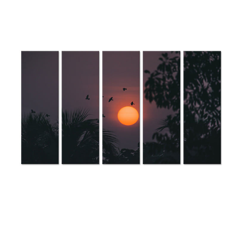 Clouds During Sunset View Canvas Wall Painting - With 5 Panel