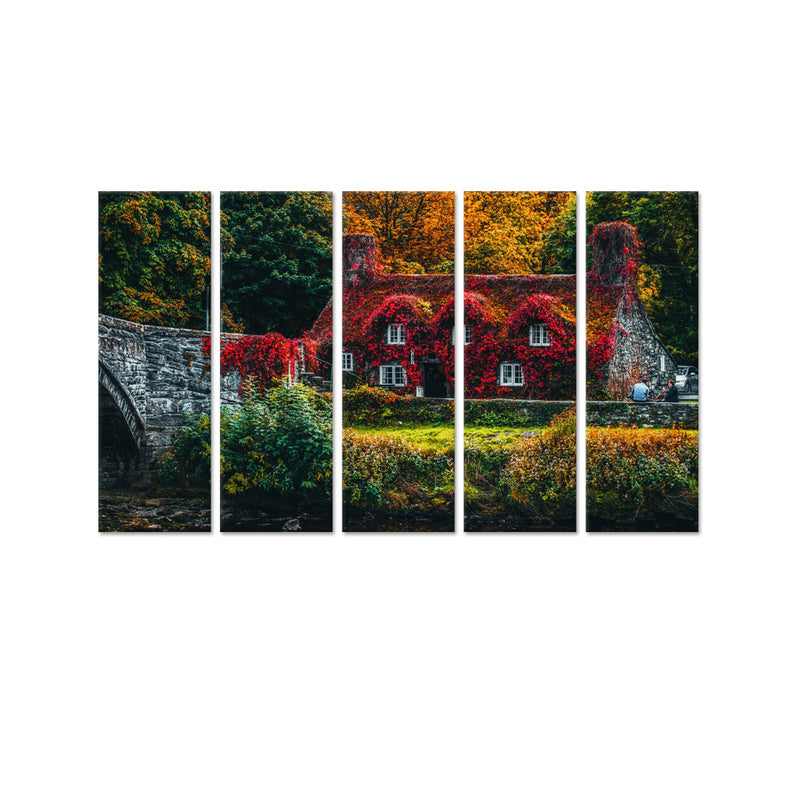 A Beautiful Flower Scenery Canvas Wall Painting - With 5 Panel