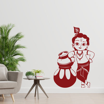 Bal Krishna Premium Quality Wall Sticker in Brown Color
