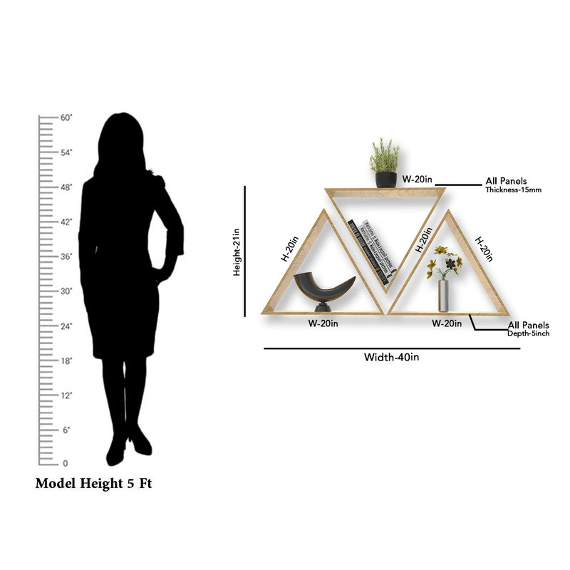Beautiful Triangle Shape Set of 3 Wood Wall Shelf  by DecorGlance