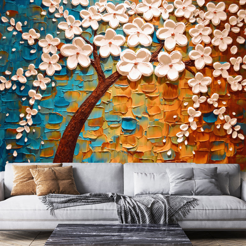 3-D Flower Abstract Digitally Printed Wallpaper