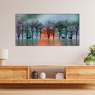 Autumn Tree & Water Canvas Wall Painting