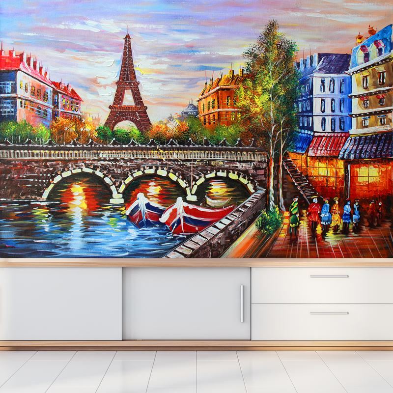 Eiffel Tower Sea View Digitally Printed Wallpaper