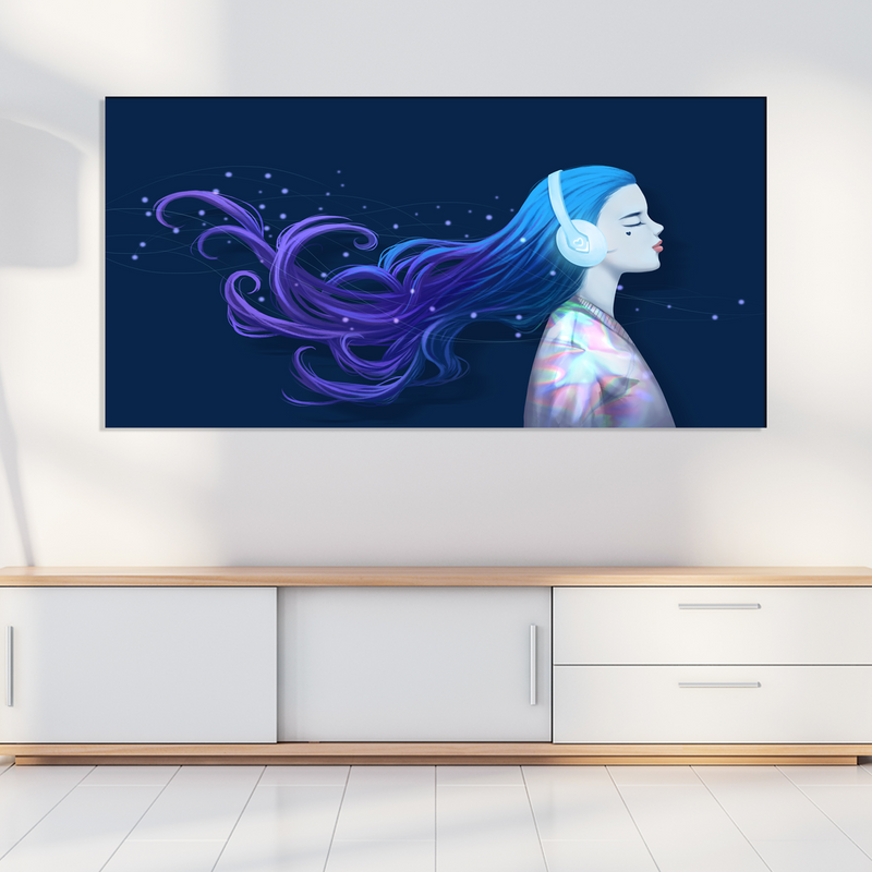Girl With Headphones Canvas Wall Painting