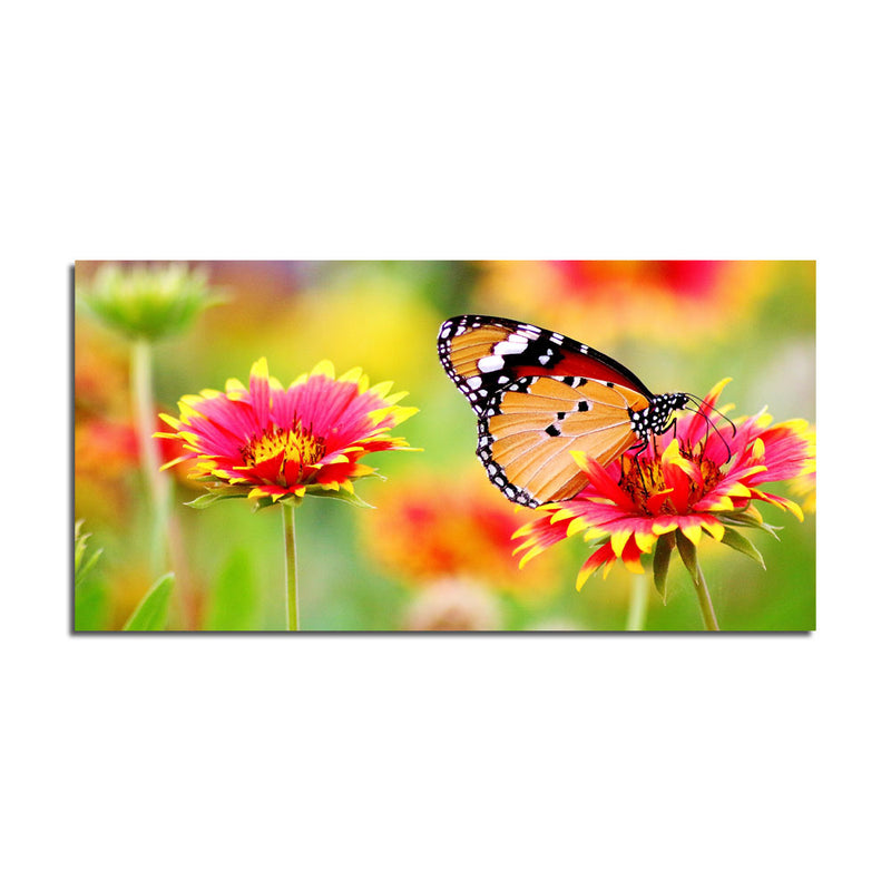 Butterfly Perched on Flower  Print On Canvas Wall Painting