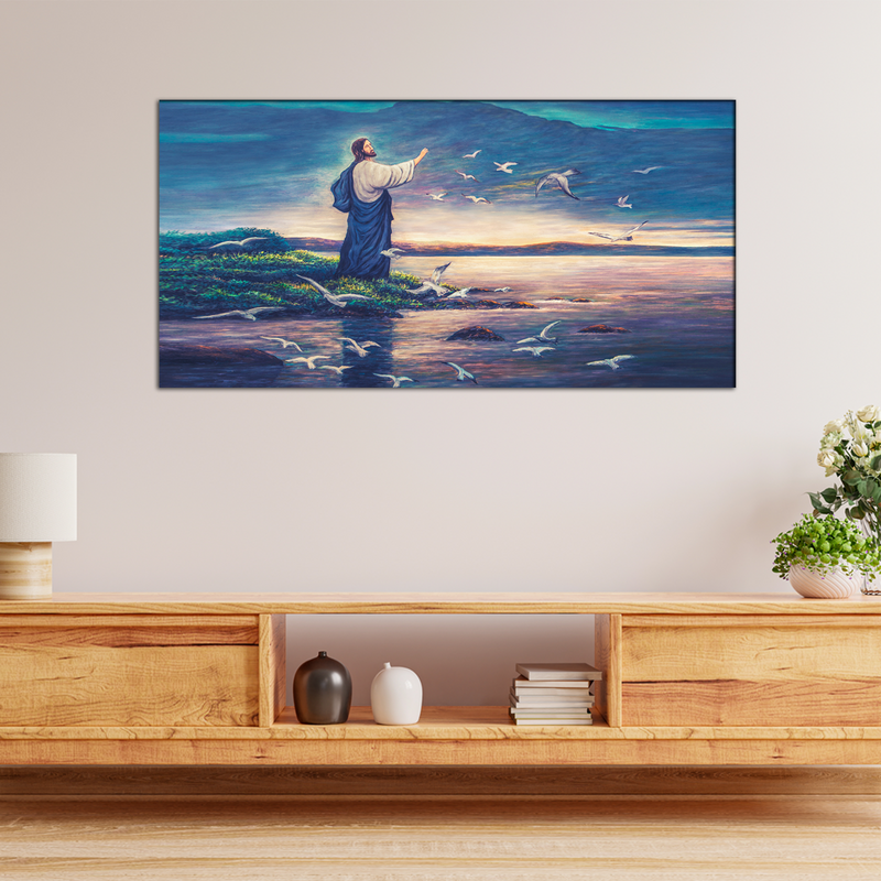 Jesus Near The Sea Canvas Wall Painting
